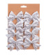 Set de 8 noeuds argentés pour décoration sapin de Noël 7.5cm
