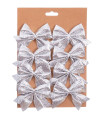 Set de 8 noeuds argentés pour décoration sapin de Noël 7.5cm