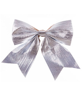Décoration de Noël grand noeud argenté 25cm