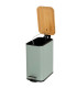 Bathroom Bin green Metal and bamboo 5L