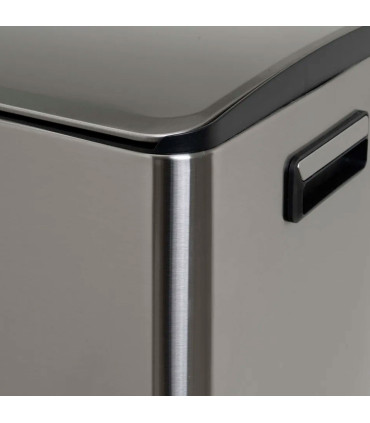 Poubelle de tri double compartiment métal chromé 2x30L