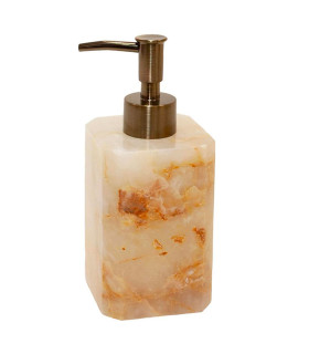 Distributeur de savon en marbre beige rectangulaire 7x7x18cm