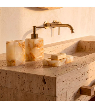 Soap Dispenser beige Marble 7x7x18cm