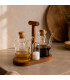 Set huile, vinaigre et sel verre et bois acacia 9x18.5x18cm