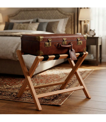 Porte-bagage en bois de chêne pliable 68X44X58CM
