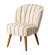 Fauteuil crapaud beige rayures bleues 54x64x73cm