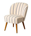 Fauteuil crapaud beige rayures bleues 54x64x73cm