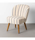 Fauteuil crapaud beige rayures bleues 54x64x73cm