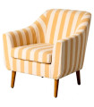 Fauteuil beige rayures jaunes 74x68x76cm