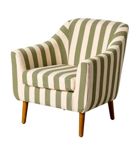 Fauteuil beige rayures vertes 74x68x76cm