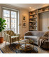 Armchair beige and yellow stripes 74x68x76cm
