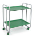 Table roulante pliante plateaux verts et châssis gris 65x43x72cm