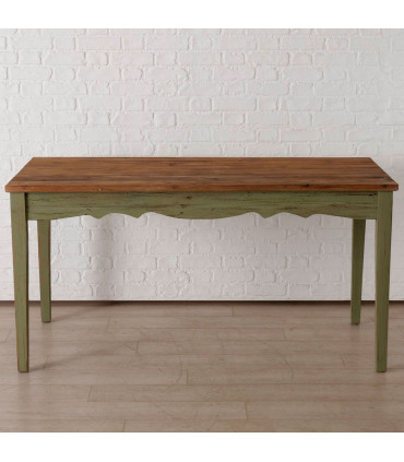 Classic green recycled wood dining table – 160 × 80 × 80 cm