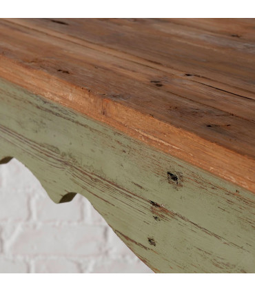 Table de salle à manger en bois classique en bois recyclé vert 160x80x80cm