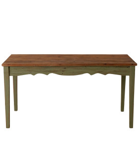 Classic green recycled wood dining table – 160 × 80 × 80 cm