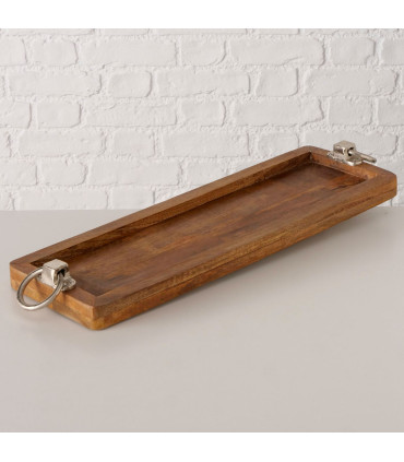 Rectangular wood tray 60x20x10cm