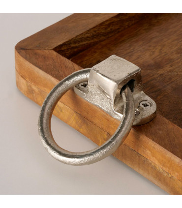 Rectangular wood tray 60x20x10cm