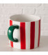 Tasse à café en céramique rayures noires et blanches 8.5x5.8x6cm