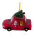 Set de 2 boules de Noël en résine voiture père noël 7x4.5x5cm