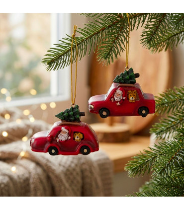 Set of 2 Christmas Balls snowmen 4.5x3x7cm