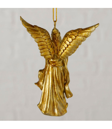 Set of 2 gold resin angel Christmas ornaments – 6.5 × 2.5 × 8 cm