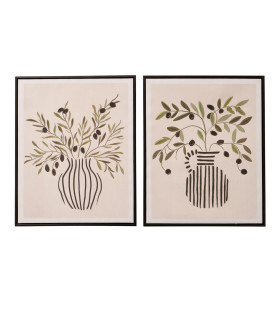 Set de 2 tableaux sur toile bouquet de fleurs 42x4x52cm