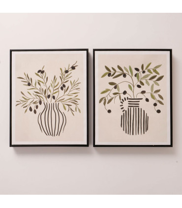 Set de 2 tableaux sur toile bouquet de fleurs 42x4x52cm