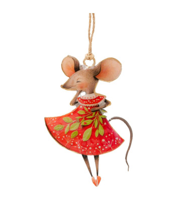 Set of 3 Christmas ornaments metal mouses 6.5x1x10.5cm