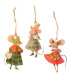 Set de 3 boules de Noël en métal famille souris 6.5x1x10.5cm