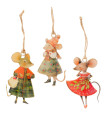 Set de 3 boules de Noël en métal famille souris 6.5x1x10.5cm