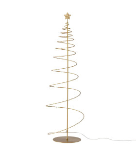 Décoration de Noël lumineuse à poser sapin led métal doré 24x24x80cm
