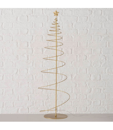 Décoration de Noël lumineuse à poser sapin led métal doré 24x24x80cm