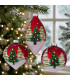 Set of 3 hand-decorated red Christmas baubles – 8 × 8 × 8 cm.