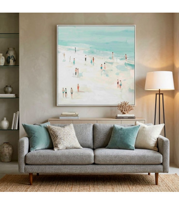Beach oil painting on canvas – 80 × 4 × 80 cm