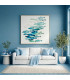 Tableau toile imprimée banc de poissons 90x4x90cm
