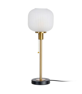 Black and gold table lamp with pull-chain switch and polished glass shade 20×20×60cm
