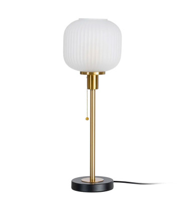 Black and gold table lamp with pull-chain switch and polished glass shade 20×20×60cm