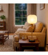 Black and gold table lamp with pull-chain switch and polished glass shade 20×20×60cm
