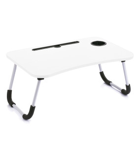 Plateau de lit blanc en bois et métal pour ordinateur 60x40x26cm