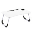 Plateau de lit blanc en bois et métal pour ordinateur 60x40x26cm