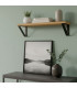 Wall Shelf Black Metal and Wood 78x16x15cm