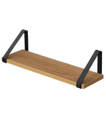 Wall Shelf Black Metal and Wood 78x16x15cm