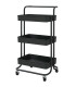 Kitchen Side Table black on Wheels plastic and metal 42x38x84cm