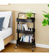 Kitchen Side Table black on Wheels plastic and metal 42x38x84cm