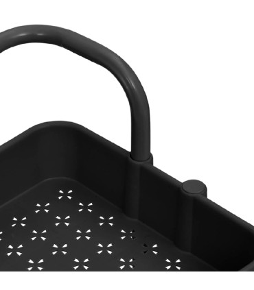 Kitchen Side Table black on Wheels plastic and metal 42x38x84cm