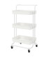 Kitchen Side Table white on Wheels plastic and metal 42x38x84cm