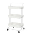 Kitchen Side Table white on Wheels plastic and metal 42x38x84cm