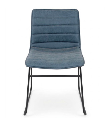 Chaise vintage en similicuir bleu 55x45x78cm