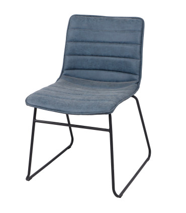 Chaise vintage en similicuir bleu 55x45x78cm