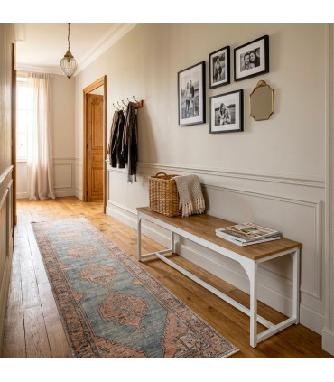 Banc en bois et métal blanc 120x35x46cm